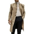 thumbnail image 1 of ManxiVoo Winter Coats for Men Winter Warm Solid Pocket Woolen Coat Men's Thick Coat Men's Mid Length Jackets for Men Khaki L, 1 of 5