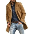 thumbnail image 1 of ManxiVoo Winter Coats for Men Winter Warm Solid Pocket Woolen Coat Men's Thick Coat Men's Mid Length Jackets for Men Khaki XL, 1 of 4