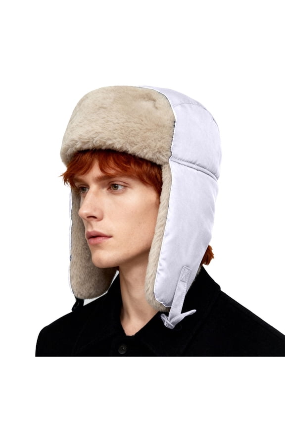 Winter Ear Flap Hat For Extreme Weather Windproof Cold Proof Ski Mask With Fleece Lining For Men And Women L Size White