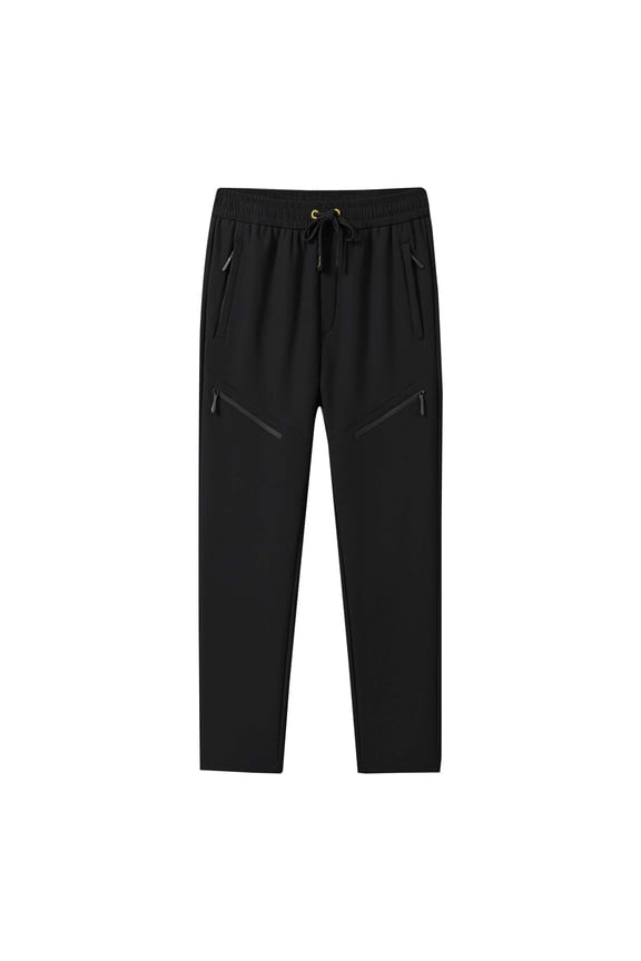 Winter Outdoor Pants with Thick Fleece Warm Windproof and Multi Pocket for Hiking Skiing and Snow Sports L Size Black