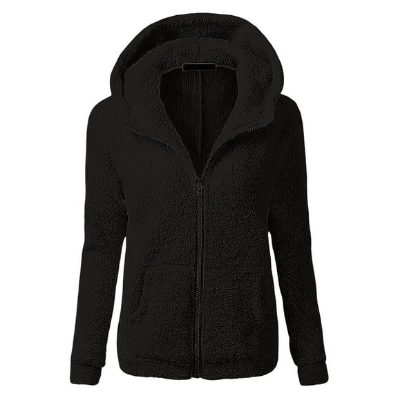 ManxiVoo Winter Warm Hooded Sweater Coat for Women with Zipper Cozy Wool and Cotton Blend Outwear for Everyday Cold Weather XXL Size Black