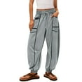 thumbnail image 1 of ManxiVoo Women Casual Wide Leg Pants with Pockets Soft Lounge Drawstring Trousers for Daily Use XXL Size Grey, 1 of 6