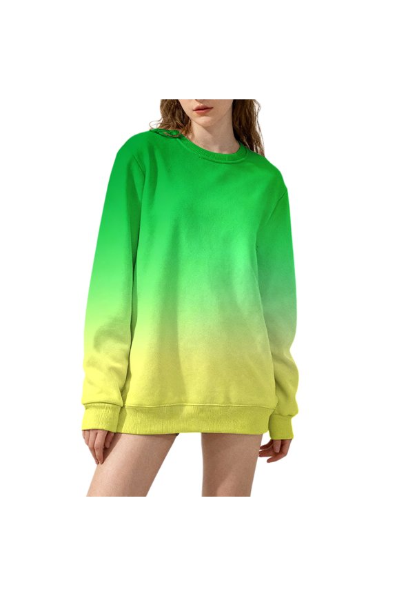 Women Crewneck Sweatshirt Long Sleeve Pullover Top Loose Fit Soft Fabric Casual Comfort Yoga Studio Wear For Her L Size Green