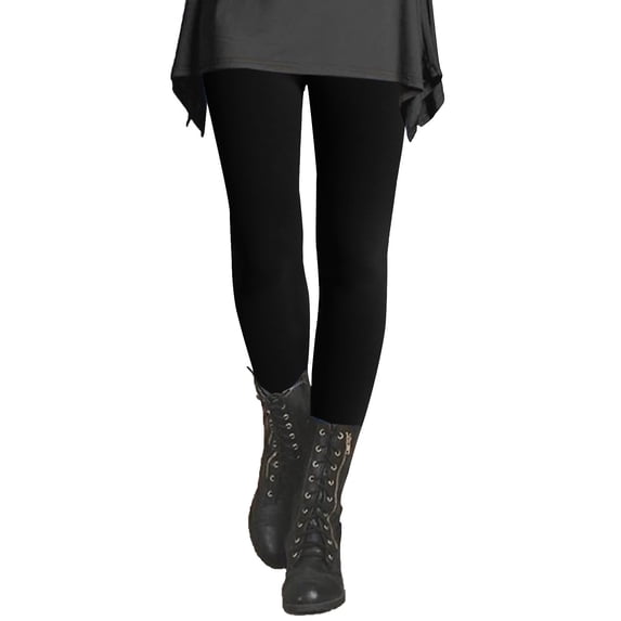 ManxiVoo Women Fleece Lined Full Length Leggings with Micro Elastic for Soft Fashionable Daily Wear in Fall and Winter L Size Black