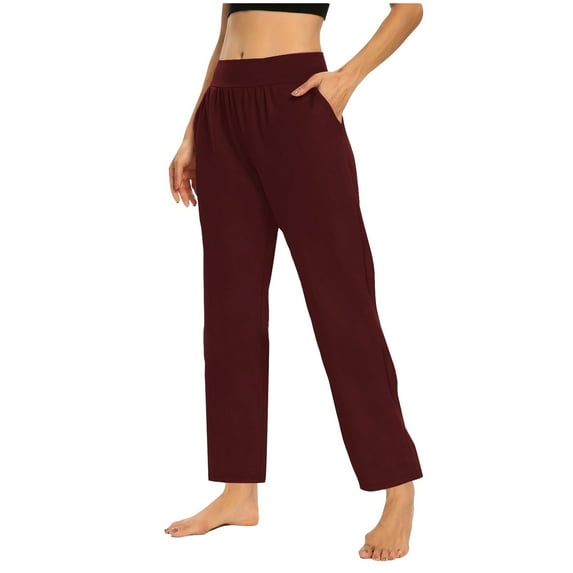 ManxiVoo Women Lightweight Soft Yoga Pants for Versatile Comfort in Casual Lounge and Sleepwear Style M Size Red