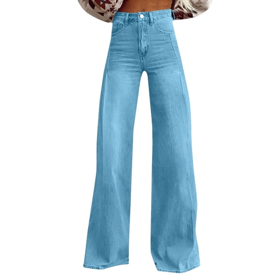 ManxiVoo Women Loose Fit Wide Leg Trouser With A Classic Dark Wash Retro Street Style Design For A Comfortable And Fashionable Everyday Look M Size Dark Blue