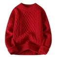 thumbnail image 1 of ManxiVoo Women Oversized Cable Knit Chunky Sweater Long Sleeve Crewneck Pullover Top for Fall Winter Fashion L Size Red, 1 of 5
