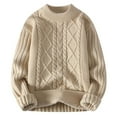 thumbnail image 1 of ManxiVoo Women Oversized Cable Knit Chunky Sweater Long Sleeve Crewneck Pullover Top for Fall Winter Fashion M Size Khaki, 1 of 8