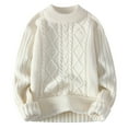 thumbnail image 1 of ManxiVoo Women Oversized Cable Knit Chunky Sweater Long Sleeve Crewneck Pullover Top for Fall Winter Fashion XXL Size White, 1 of 8