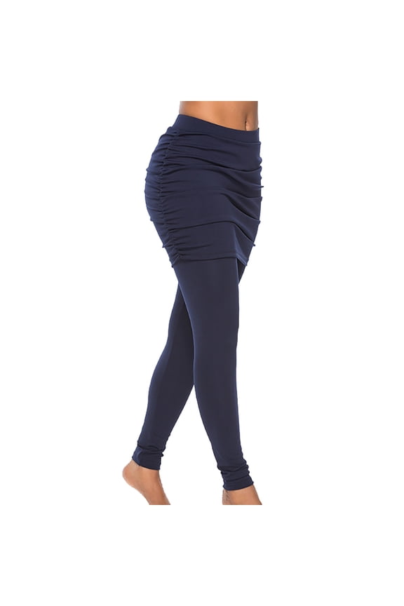 Women Ruched Skirted Leggings with Foldover Waist for Yoga and Athletic Wear Featuring Ultra Soft Fabric and Flattering Fit for All Day Comfort XXL Size Navy