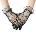 thumbnail image 1 of ManxiVoo Women Short Lace Glove Floral Net Dot Gloves For Wedding Tea Party 1950s Vintage Costume Black, 1 of 2