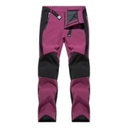 ManxiVoo Women Waterproof Soft Shell Ski Pants with Velvet Lining for Sports and Outdoor Activities Warmth and Protection L Size Purple