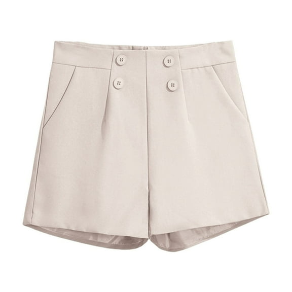 ManxiVoo Women's A-Line Wide Leg Shorts Summer 2025 New Loose High Waist Casual Comfort Fit M Size White