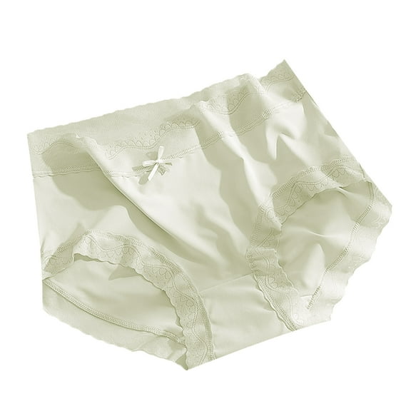 ManxiVoo Women's Breathable Ice Silk Underwear Mid Rise Seamless Comfort Stretch Japanese Style Briefs M Size Green