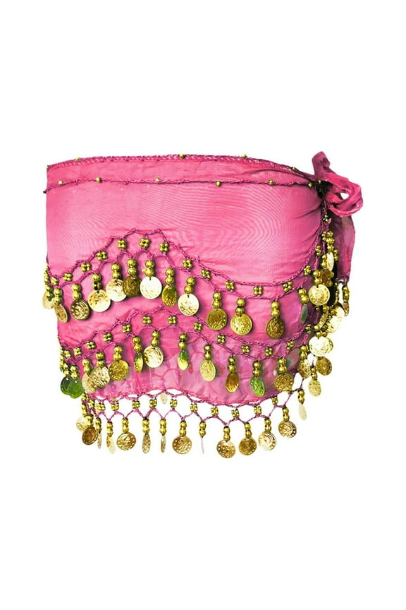Women's Carnival Sequin Tassel Waist Chain Hip Scarf Performance Belt Sparkling for Belly Dance and Party Events Hot Pink