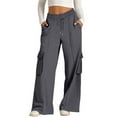 thumbnail image 1 of ManxiVoo Women's Casual Drawstring Waist Wide Leg Pants with Pockets Comfortable Soft Lounge Athletic Trousers XL Size Dark Gray, 1 of 7