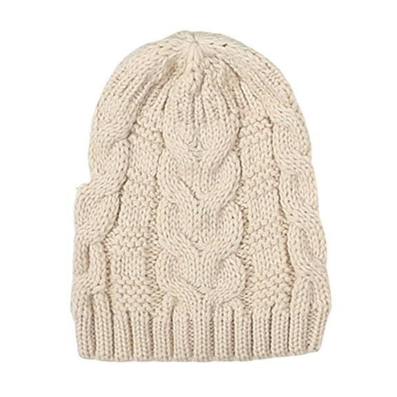 ManxiVoo Women's Chunky Knit Beret Hat Crochet Slouchy Beanie Winter Warm Cable Pattern Cap for Cold Weather Beige