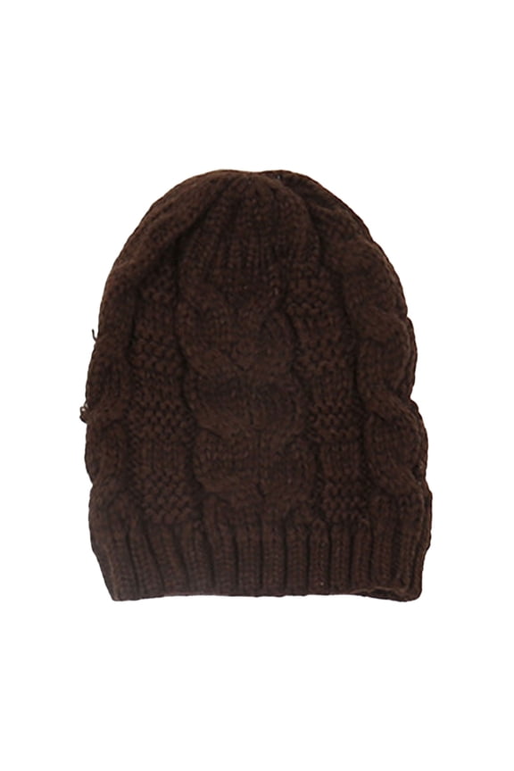 Women's Chunky Knit Beret Hat Crochet Slouchy Beanie Winter Warm Cable Pattern Cap for Cold Weather Coffee