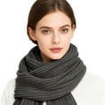thumbnail image 1 of ManxiVoo Women's Classic Knitted Houndstooth Scarf for Winter Warmth with Fashionable Vertical Stripes and Personalized Touch as a Stylish Cold Weather Accessory Dark Gray, 1 of 4