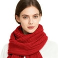 thumbnail image 1 of ManxiVoo Women's Classic Knitted Houndstooth Scarf for Winter Warmth with Fashionable Vertical Stripes and Personalized Touch as a Stylish Cold Weather Accessory Red, 1 of 4