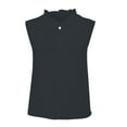 thumbnail image 1 of ManxiVoo Women's Collared Sleeveless Shell Top Slimming Silky Blouse Versatile Layering Piece for Under Suits Office Wear XL Size Black, 1 of 10