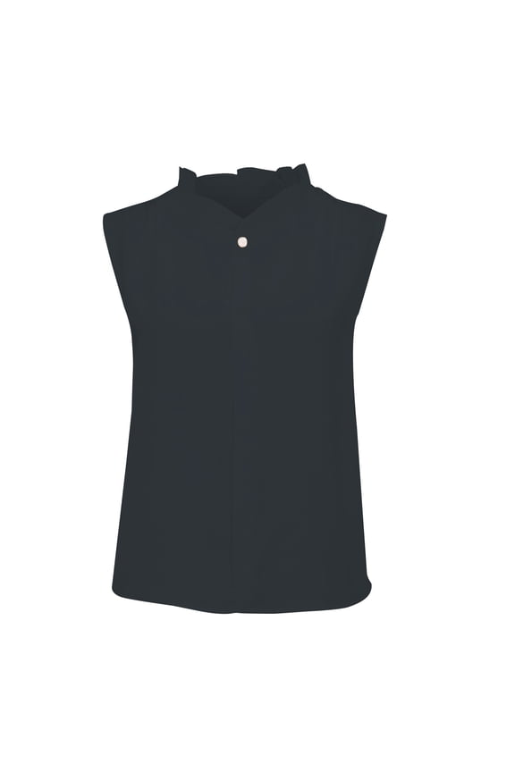 Women's Collared Sleeveless Shell Top Slimming Silky Blouse Versatile Layering Piece for Under Suits Office Wear XL Size Black