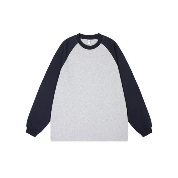 ManxiVoo Women's Color Block Raglan Sleeve Cotton Tee Loose Fit Casual Top with Drop Shoulder Design S Size Navy