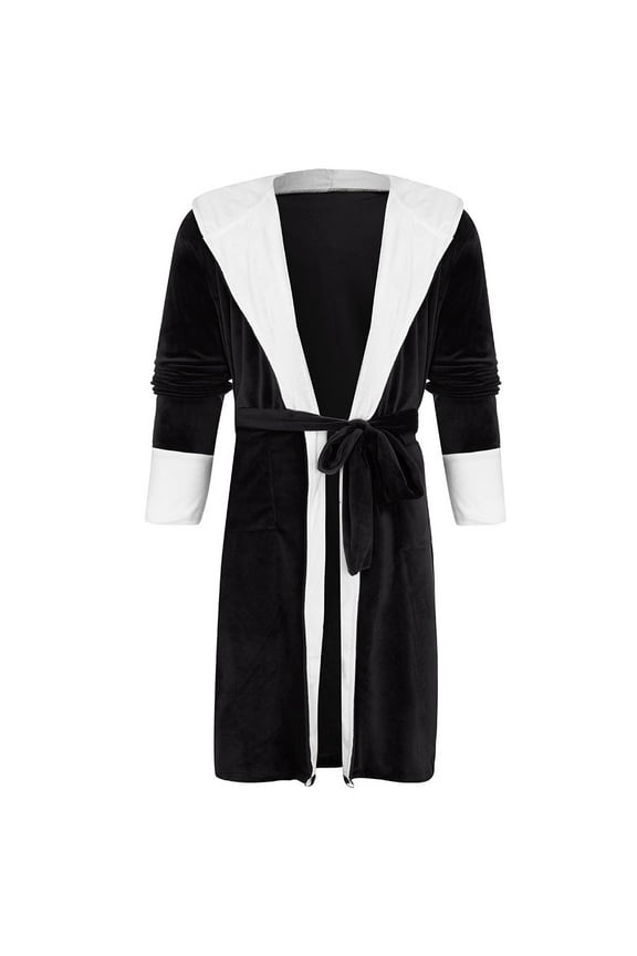 Women's Cozy Wrap Robe Long Sleeve Soft Terry Cloth Bathrobe Comfortable Loungewear for Bath Time and Relaxation at Home L Size Black