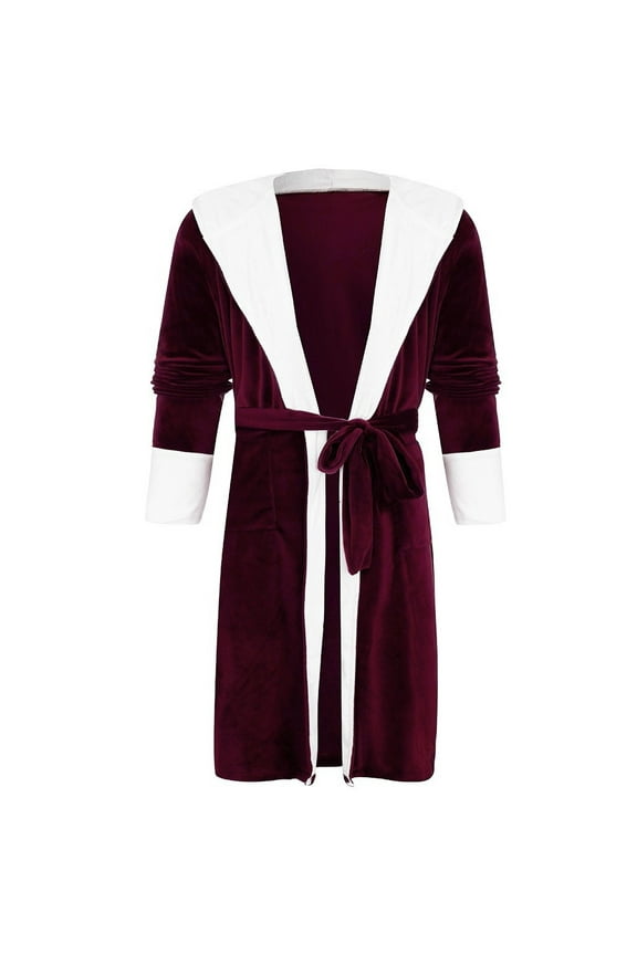 Women's Cozy Wrap Robe Long Sleeve Soft Terry Cloth Bathrobe Comfortable Loungewear for Bath Time and Relaxation at Home XXL Size Red