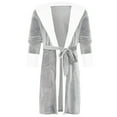 thumbnail image 1 of ManxiVoo Women's Cozy Wrap Robe Long Sleeve Soft Terry Cloth Bathrobe Comfortable Loungewear for Bath Time and Relaxation at Home XXXXL Size Grey, 1 of 8