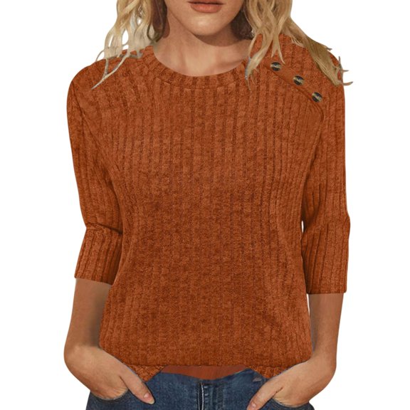ManxiVoo Women's Crewneck Sweater Lightweight Everyday Basic Knit Top For Comfortable Fall And Winter Layers S Size Coffee