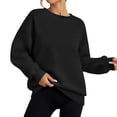 thumbnail image 1 of ManxiVoo Women's Crewneck Sweatshirt Long Sleeve Loose Fit Casual Pullover Top Spring Fall Essentials L Size Black, 1 of 6
