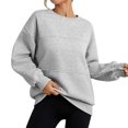 thumbnail image 1 of ManxiVoo Women's Crewneck Sweatshirt Long Sleeve Loose Fit Casual Pullover Top Spring Fall Essentials L Size Light Ashy, 1 of 6
