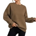 thumbnail image 1 of ManxiVoo Women's Crewneck Sweatshirt Long Sleeve Loose Fit Casual Pullover Top Spring Fall Essentials S Size Khaki, 1 of 6
