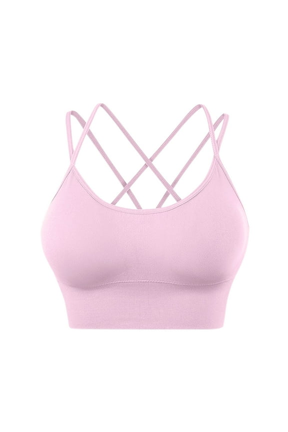 Women's Criss Cross Back Fitness Bras Padded Support Strappy Cropped Yoga Top For Workout Training Comfort Wear M Size Purple