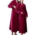 thumbnail image 1 of ManxiVoo Women's Double Pocket Soft Flannel Robe Cozy Fleece Lined Long Bathrobe for Home Lounge and Relaxation XL Size, 1 of 6