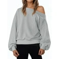 thumbnail image 1 of ManxiVoo Women's Drop Shoulder Oversized Sweatshirt Long Sleeve Loose Fit Casual Fall Pullover Top S Size Grey, 1 of 7