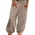 thumbnail image 1 of ManxiVoo Women's Elasticized High Waist Lightweight Wide Leg Pants with Pocket Details Casual Relaxed Fit Harem Trousers M Size Coffee, 1 of 9