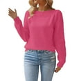 thumbnail image 1 of ManxiVoo Women's Fall Sweaters Long Sleeve Knit Pullover Cozy Puff Sleeve Casual Tops for Everyday Wear XXL Size Hot Pink, 1 of 6
