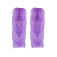 thumbnail image 1 of ManxiVoo Women's Faux Fur Boot Socks Cozy Knit Leg Warmers Non-Slip Grip Soft Stretchable Shoe Covers Purple, 1 of 9