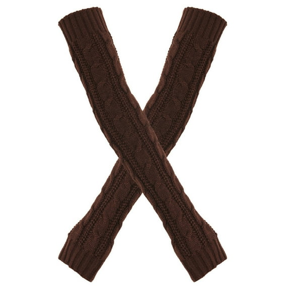 ManxiVoo Women's Fingerless Knit Arm Warmers Soft Stretchable Long Glove Sleeves Chic Design Cozy Layering Coffee