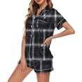 thumbnail image 1 of ManxiVoo Women's Floral Print Sleepwear Set Soft Short Sleeve Top and Comfy Shorts Pajamas for Lounge and Relaxation XL Size Black, 1 of 4