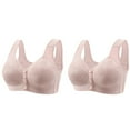 thumbnail image 1 of ManxiVoo Women's Front Closure Wireless Bras 2 Pack Soft Skin Friendly Fabric Comfort Fit for Full Figure Mature Ladies 50 Size Pink, 1 of 4