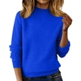 thumbnail image 1 of ManxiVoo Women's Half Turtleneck Sweater Long Sleeve Slim Fitting Knit Top Warm Flattering Pullover for Autumn Winter Versatile Layering Basics L Size Blue, 1 of 4