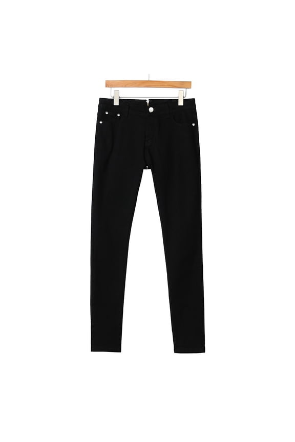 Women's High Waist Skinny Jeans with Back Zipper Stretch Denim Pencil Fit for Casual Outings and Office Wear L Size Black
