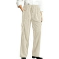 thumbnail image 1 of ManxiVoo Women's High Waisted Corduroy Casual Pants Straight Leg with Elastic Waist Loose Fit Comfortable Cotton Cargo Trousers for Everyday Wear M Size White, 1 of 6