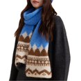 thumbnail image 1 of ManxiVoo Women's Isle Knitted Winter Scarf with Thickened Patterned Design for Warm and Cozy Style in Cold Seasons Blue, 1 of 4
