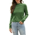 thumbnail image 1 of ManxiVoo Women's Knit Crew Neck Long Sleeve Pullover Sweater Soft Andy Yarn Textured Relaxed Fit Casual Top M Size Green, 1 of 4