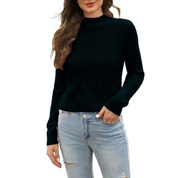 ManxiVoo Women's Knit Crew Neck Long Sleeve Pullover Sweater Soft Andy Yarn Textured Relaxed Fit Casual Top XXL Size Black