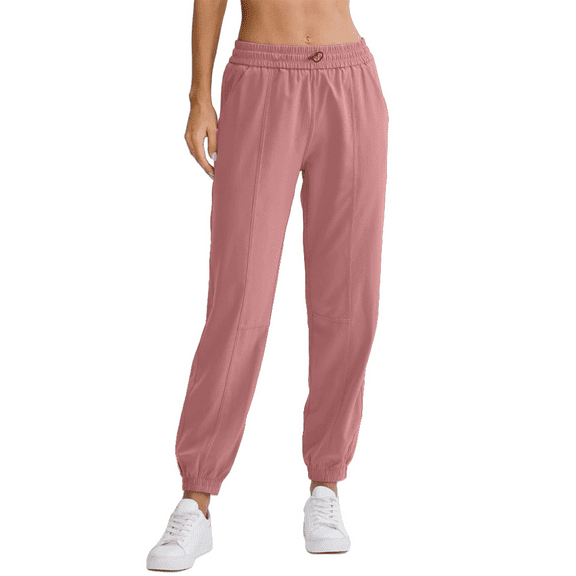 ManxiVoo Women's Lightweight Breathable Joggers Drawstring Ankle Fitness Sweatpants Comfortable Casual Sport Pants S Size Pink